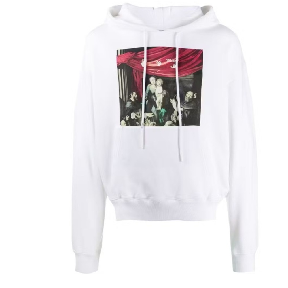 White Hoodie with Artistic Print